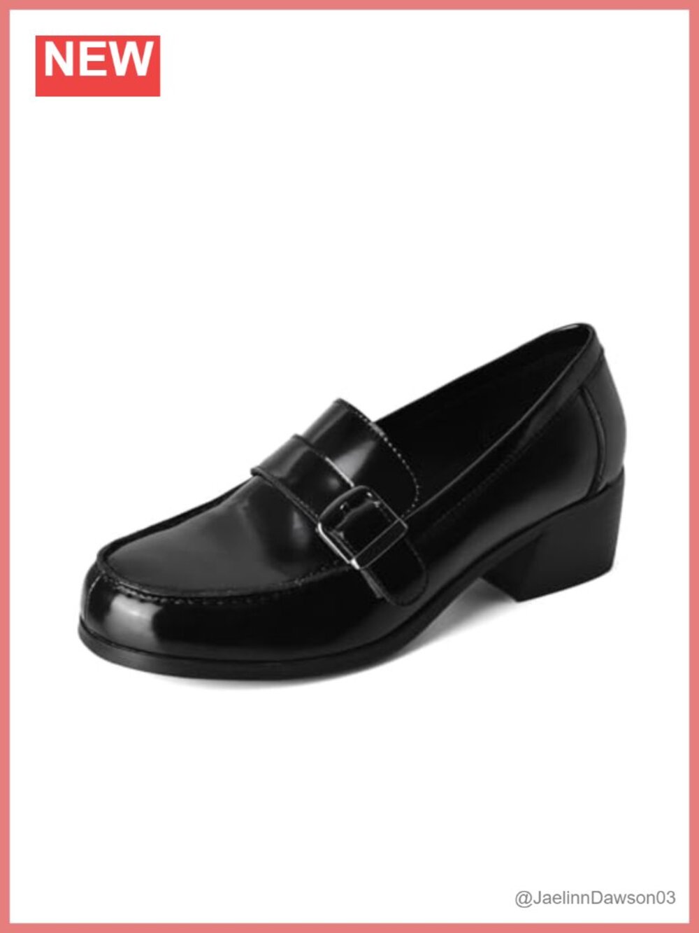Genuine Leather Chunky Heel Loafers Handmade Women's Slip-On Shoes